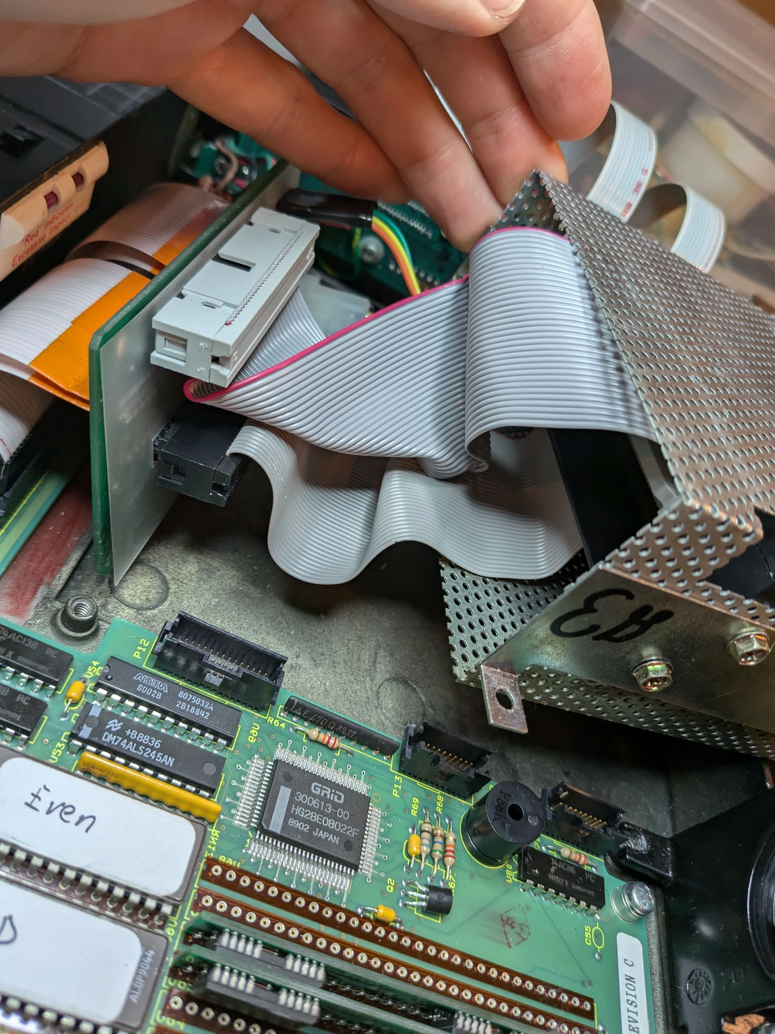 Ribbon cables inside the chassis