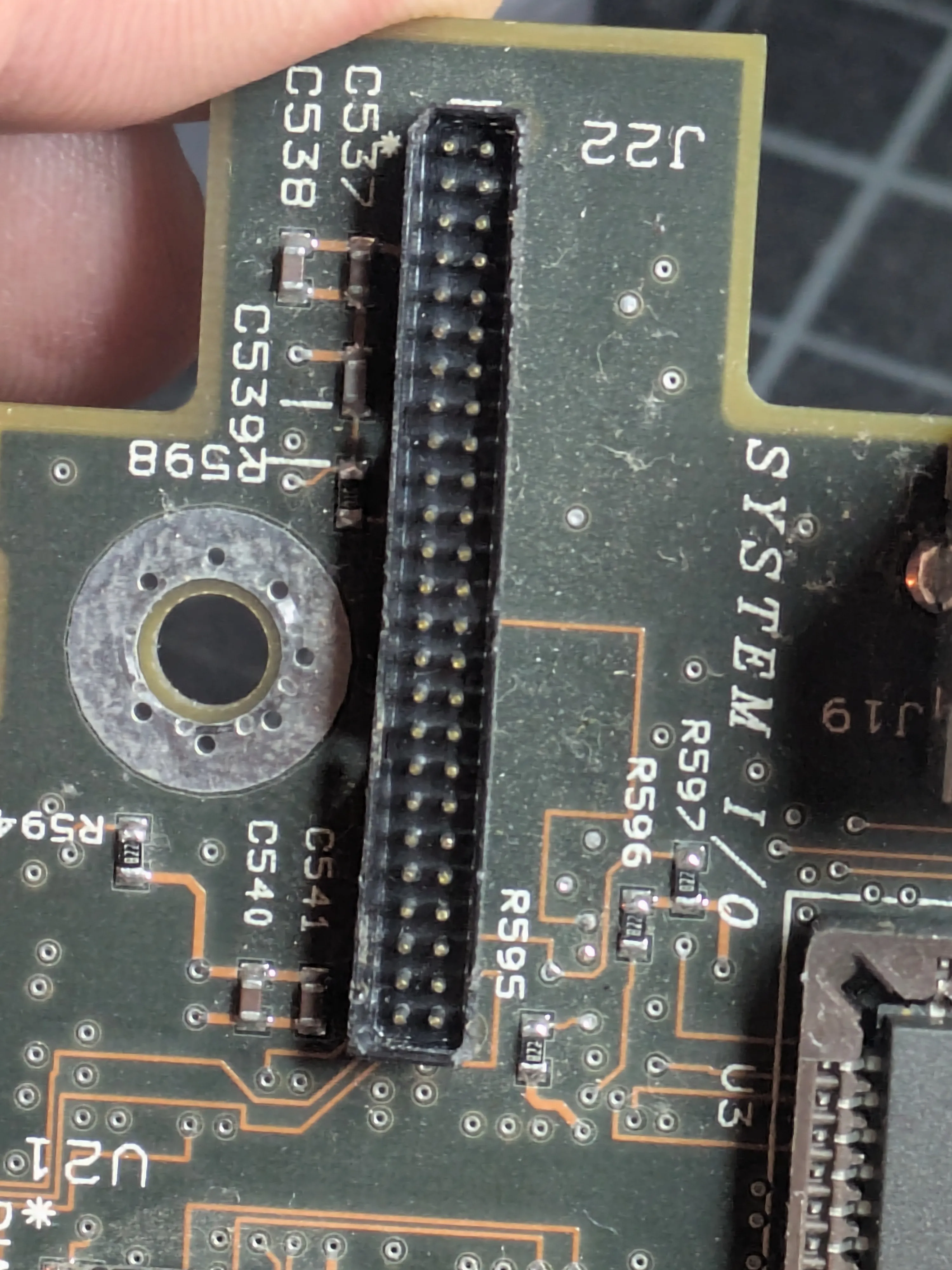 Connector slot on the system I/O board