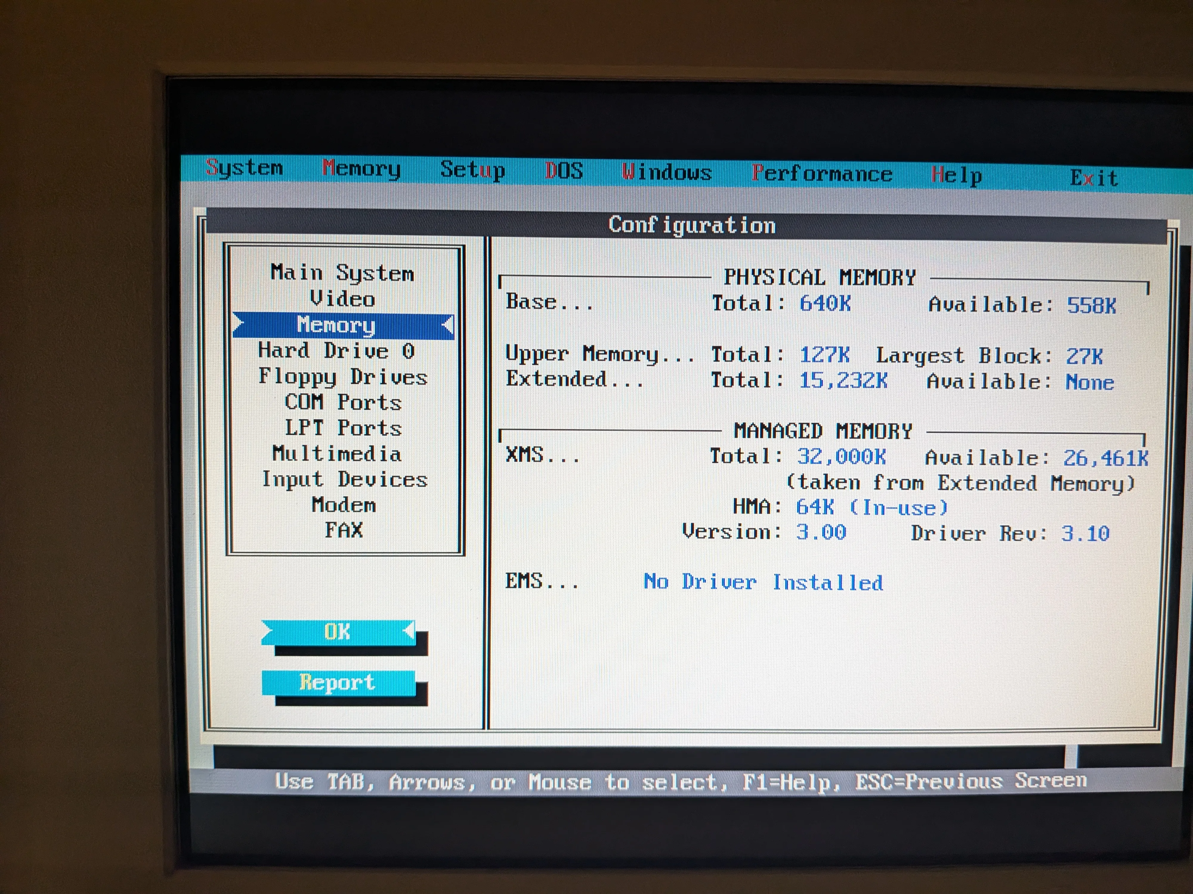 MSD system info, memory