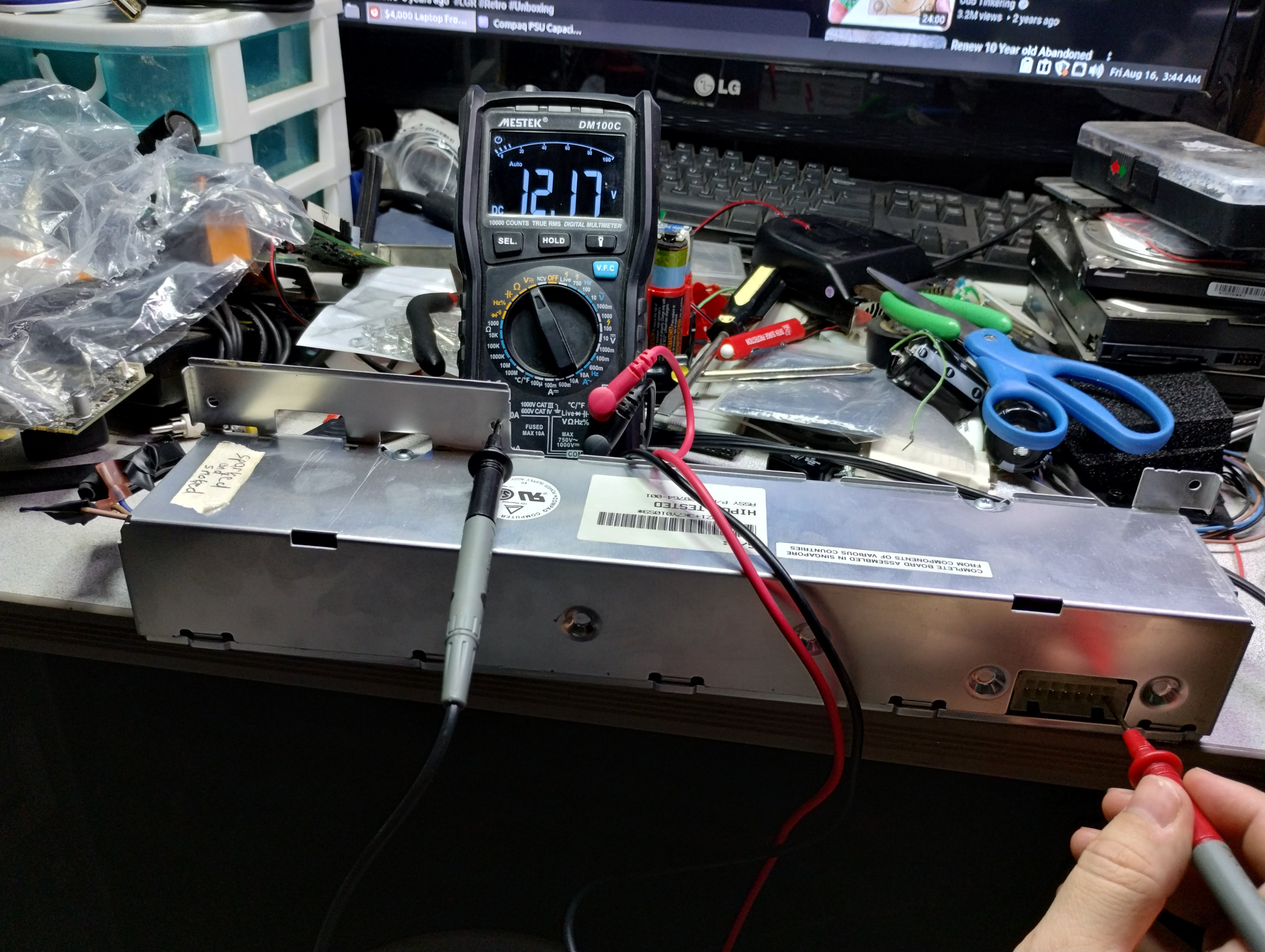 Multimeter reading 12.11V on the 12V rail