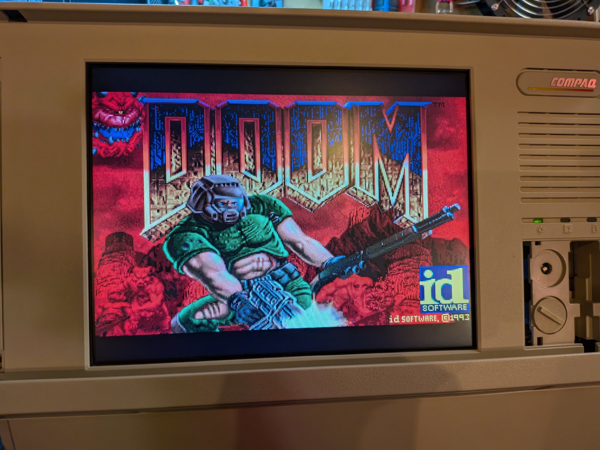 DOOM running on the restored Compaq